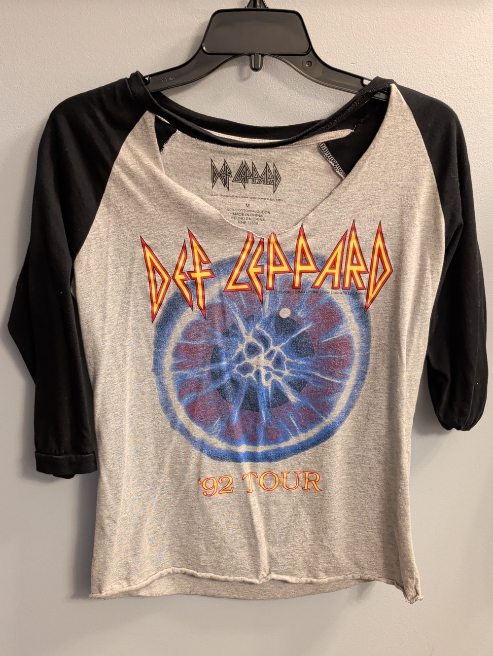 Def Leppard '92 Tour Raglan Long Sleeve Tee - Gray/Black
